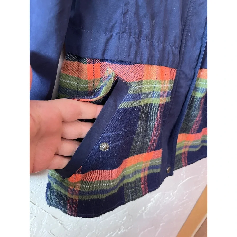 Marmot For Life Hooded Jacket Navy Plaid Lined Size S‎